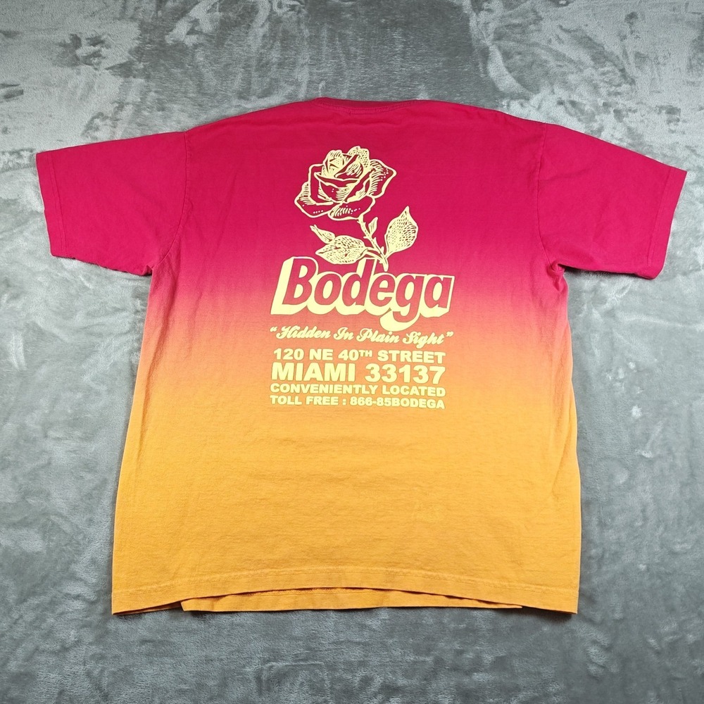 Bodega Shirt Mens Medium Pink Orange‎ Hidden In Plain Sight Ombre Miami Rose